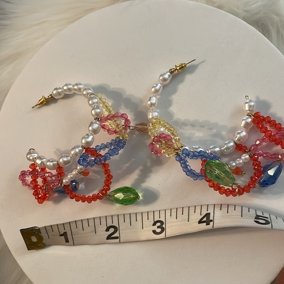 Zara Pearl Hoop Earrings - Picture 12 of 13